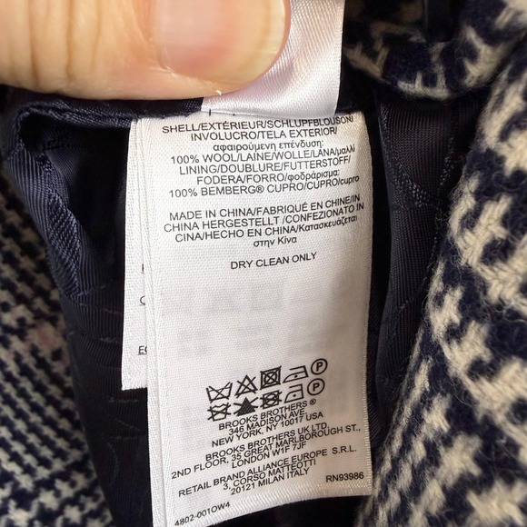 Brooks Brothers Womens 100% Wool Houndstooth Coat Navy Pink Plaid Size 6 SPRING - Picture 6 of 12